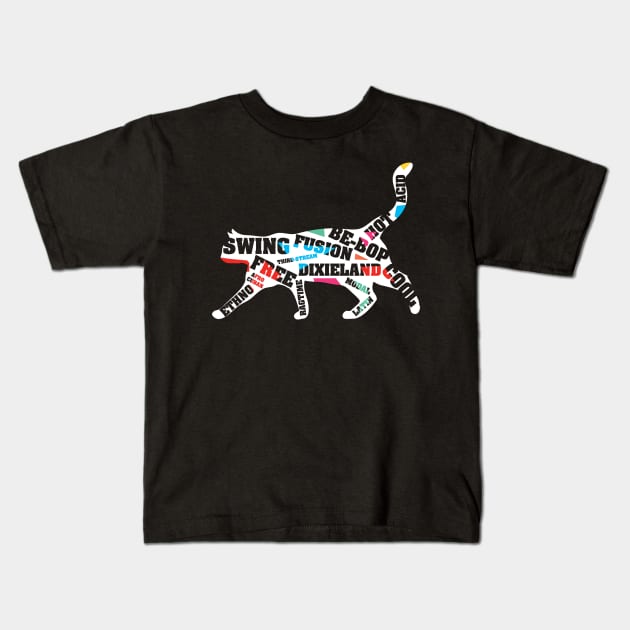 The Funny Jazz Cat Kids T-Shirt by jazzworldquest